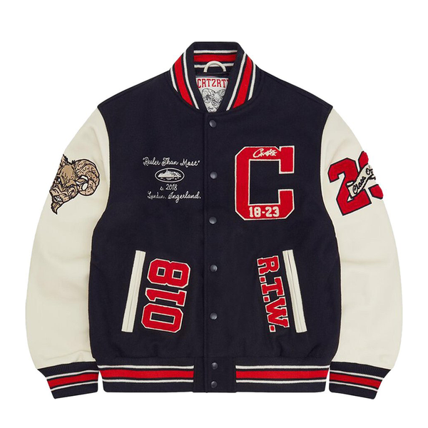 Corteiz Goat Varsity Jacket 'Navy'