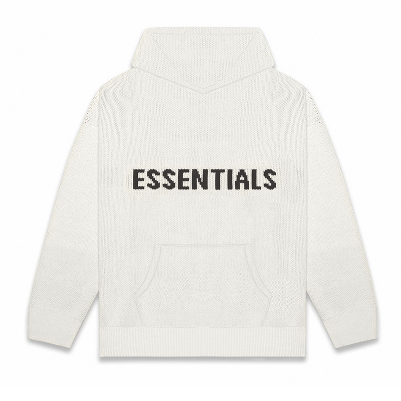 Fear of god essentials knit hoodie oatmeal Sale